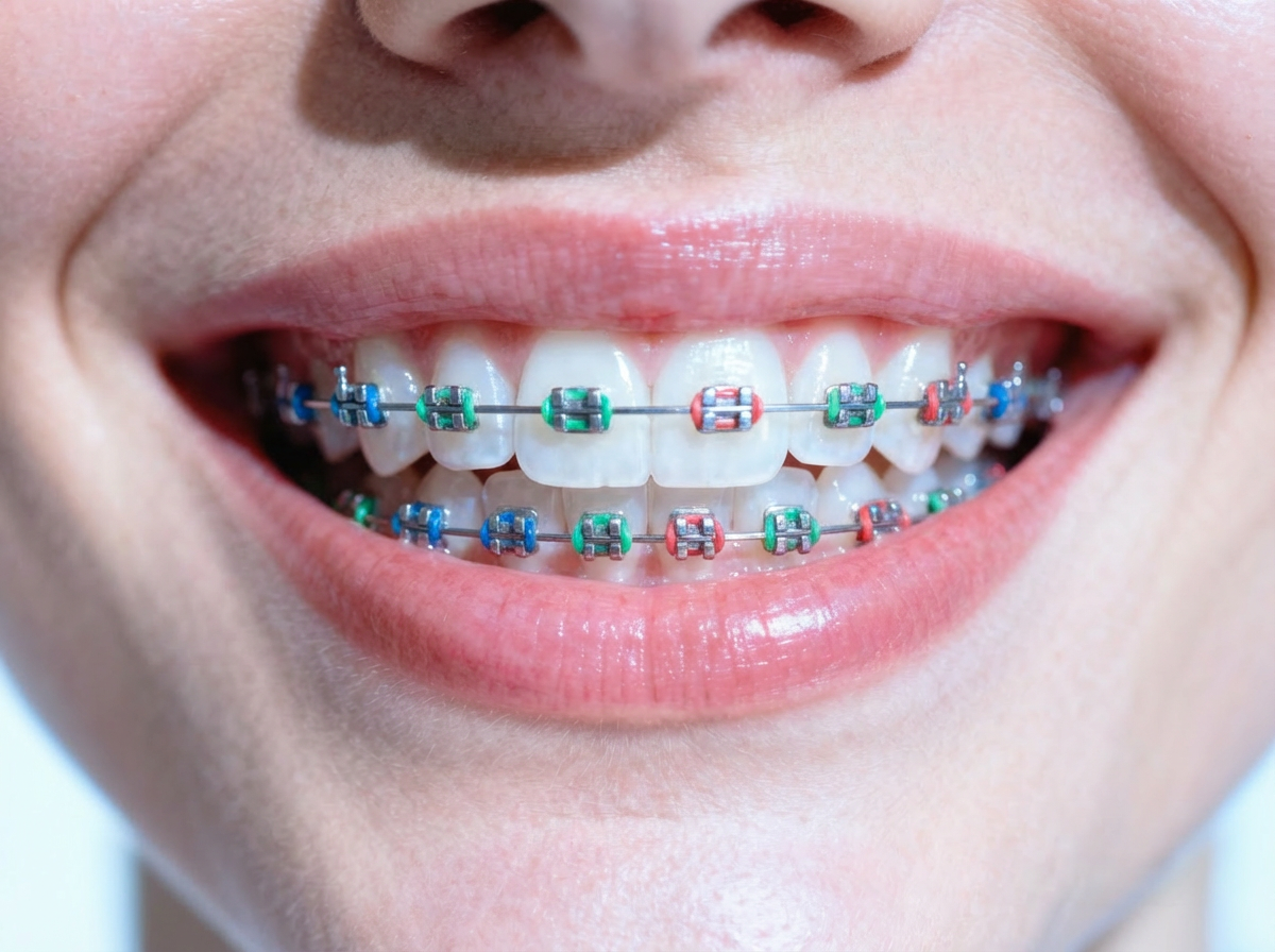 Close-up ceramic braces