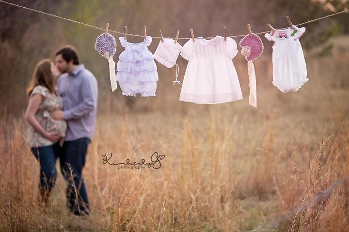 Hanging Baby Clothes Couples Maternity Photos