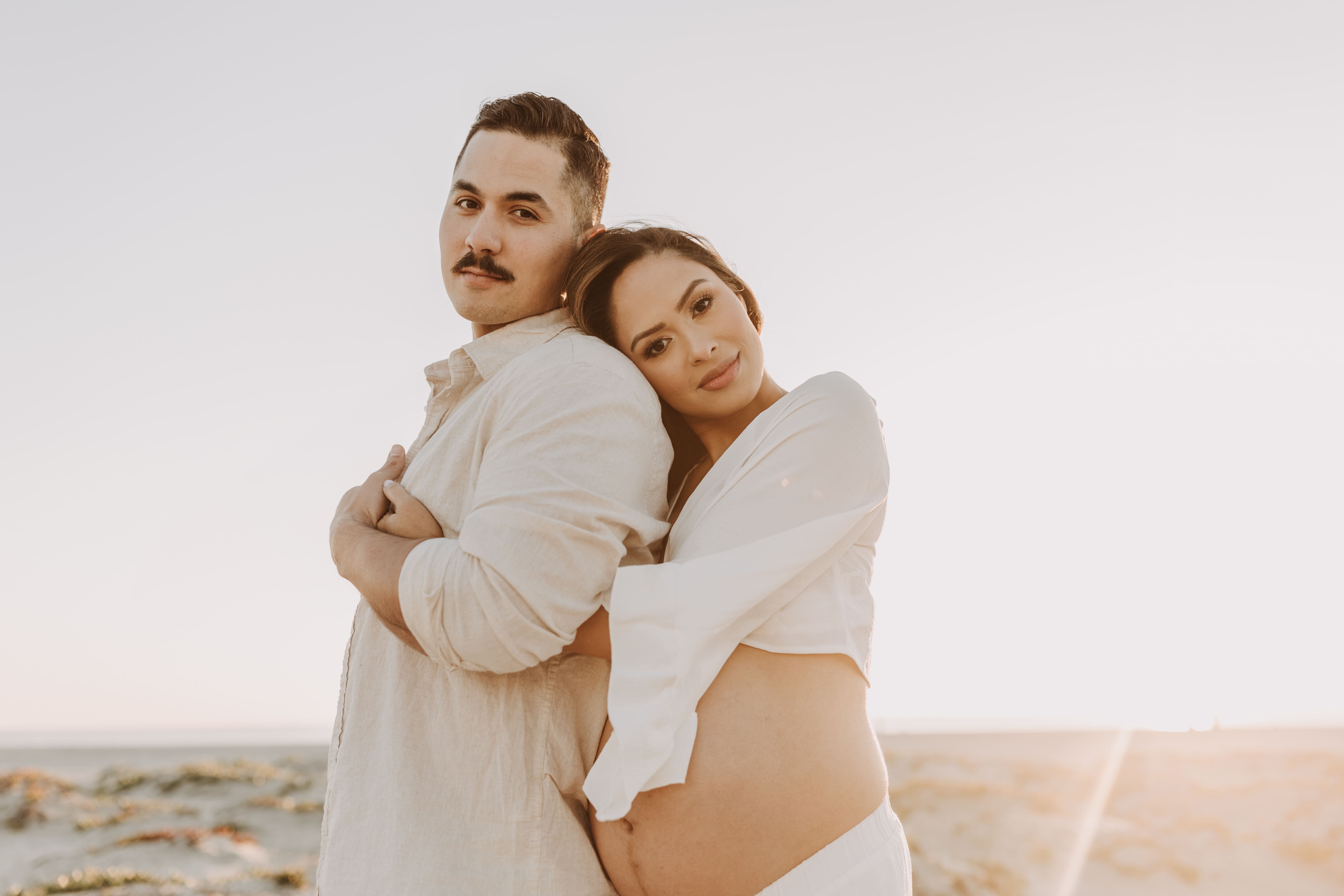 Beach Golden Hour Couples Maternity Photos