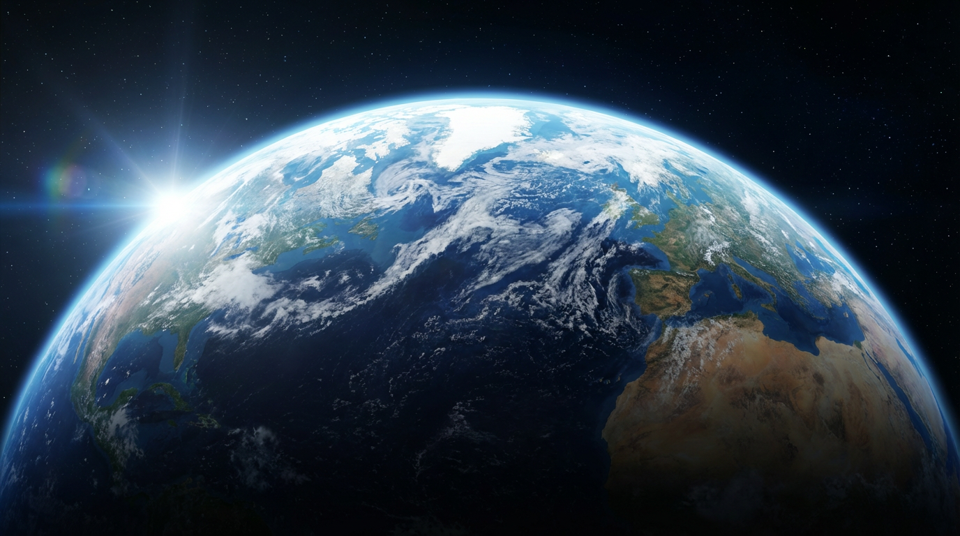 AI generated zoom out from ground to space