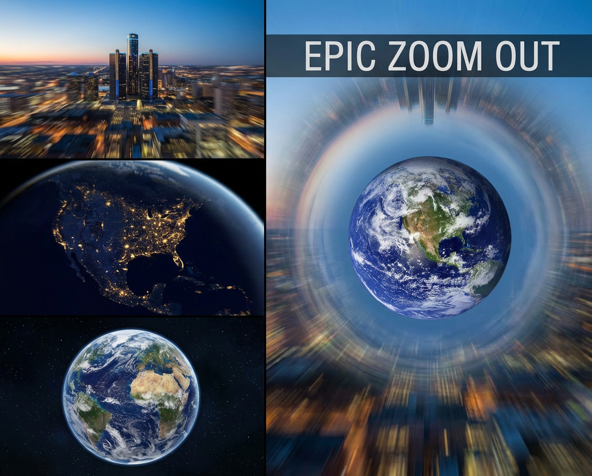 AI zoom out from city to space