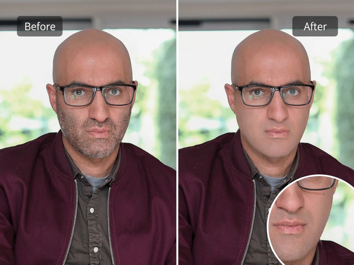 Facial hair transformation realistic AI filter