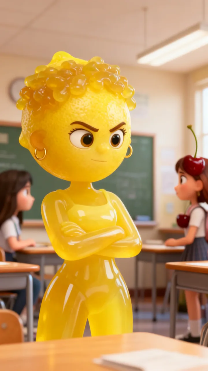 AI fruit drama example: lemon rival — a classroom rivalry about to blow up